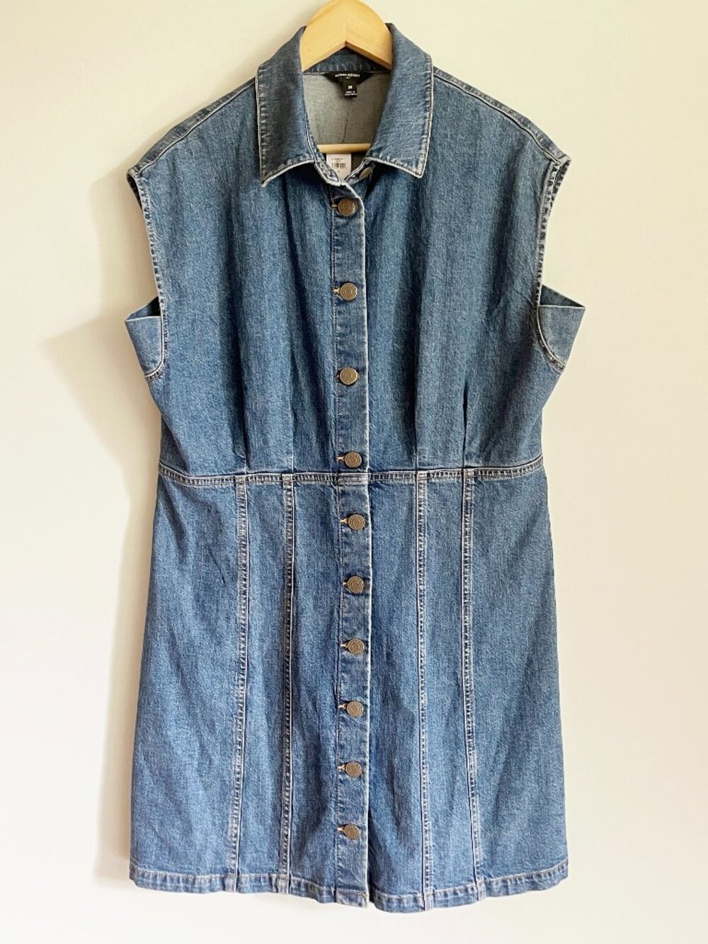 Banana Republic Dress Size 18 Denim Mini Shirtdress Cap Sleeves Button Front NWT